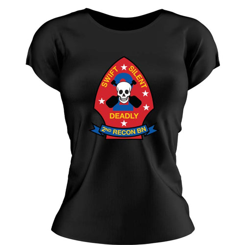 2nd Reconnaissance Bn USMC Unit ladie's T-Shirt, 2nd Reconnaissance Bn logo, USMC gift ideas for women, Marine Corp gifts for women 2nd Recon