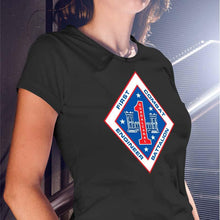 Load image into Gallery viewer, 1st CEB Women&#39;s USMC Unit T-Shirt, 1st CEB logo, 1st Combat Engineer Battalion, USMC gift ideas for women
