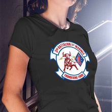 Load image into Gallery viewer, Third Battalion 1st marines (3/1) USMC Unit ladie&#39;s T-Shirt, 3rd Battalion 1st Marines USMC Unit Logo, USMC gift ideas for women, Marine Corp gifts for women 3d Bn 1st Marines 
