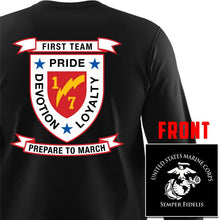 Load image into Gallery viewer, 1st Battalion 7th Marines Long Sleeve T-Shirt, 1/7 Marines Long Sleeve T-Shirt, USMC 1/7 unit t-shirt
