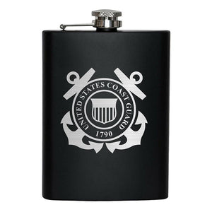 8oz USCG Coast Guard Flask Matte Black