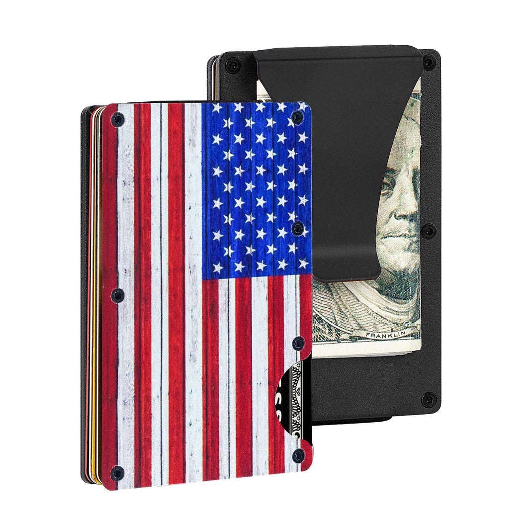 Full Color American Flag RFID Blocking Metal Wallet