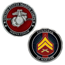 Load image into Gallery viewer, USMC Corporal Coin, Cpl USMC Coin, USMC Cpl Coin, Corporal Of Marines 
