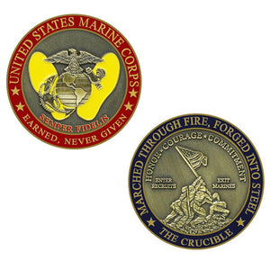 USMC Crucible coin, Marine Corps boot camp crucible candle
