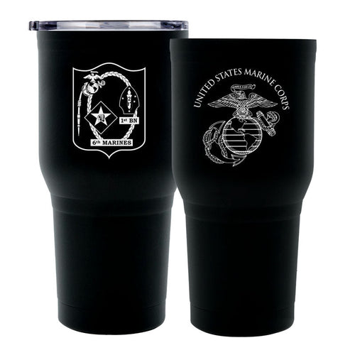 1st Battalion 6th Marines USMC Unit Logo tumbler, 1st Battalion 6th Marines  (1/6 USMC Unit) coffee cup, 1st Battalion 6th Marines  USMC, Marine Corp gift ideas, USMC Gifts for women or men- 30 Oz