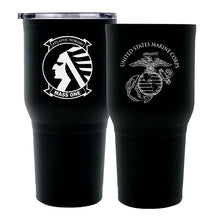 Load image into Gallery viewer, MASS-1 logo tumbler, MASS-1 coffee cup, Marine Air Support Squadron 1 USMC, Marine Corp gift ideas, USMC Gifts for women 
