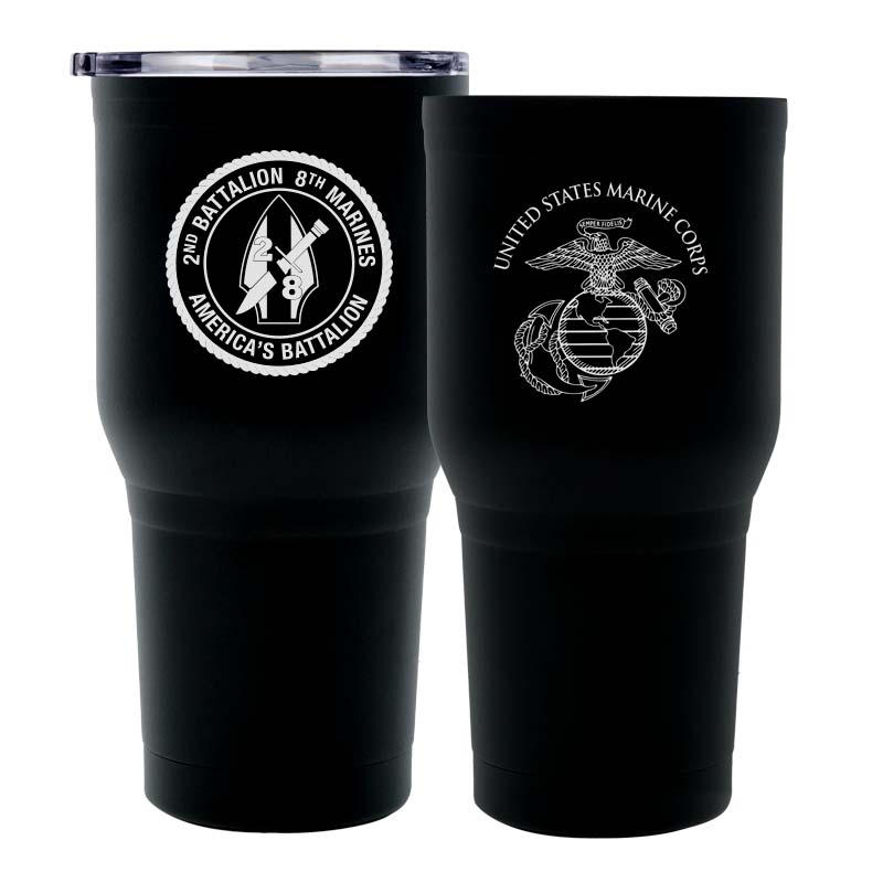 Second Battalion Eighth Marines Unit Logo tumbler, 2/8 USMC Unit Tumbler, 2nd Bn 8th Marines USMC, Marine Corp gift ideas, USMC Gifts for women 30oz