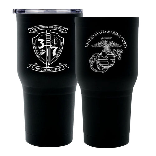 3rd Battalion 7th Marines logo tumbler, 3rd Battalion 7th Marines coffee cup, 3d Battalion 7th Marines USMC, Marine Corp gift ideas, USMC Gifts for women 30oz