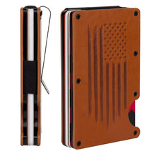 Load image into Gallery viewer, Leather American Flag RFID Blocking Metal Wallet
