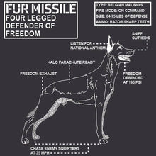 Load image into Gallery viewer, Fur Missile Black T-Shirt Belgian Malinois t shirt photos
