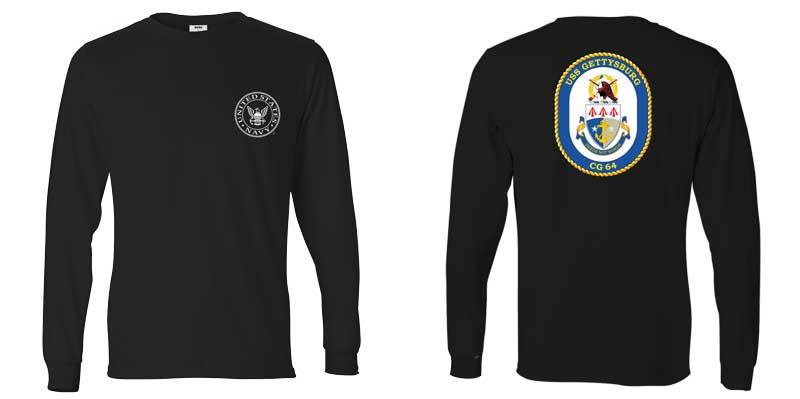 USS Gettysburg Long Sleeve T-Shirt, CG-64 t-shirt, CG-64