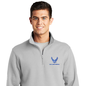 Air Force Embroidered Quarter Zip Sweatshirt-MADE IN USA
