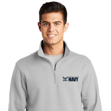 Load image into Gallery viewer, Embroidered Navy 1/4 Zip sweatshirt, USN gifts for women or men gray
