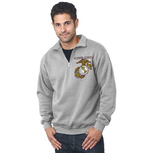 Load image into Gallery viewer, 1/4 zip USMC pullover, 1/4 zip usmc sweatshirt.  Marine Corp Gifts for men
