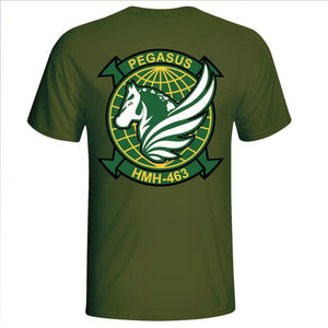 Pegasus HMH-463 OD Green T-Shirt, HMH-463 USMC Unit T-Shirt, HMH-463 logo, USMC gift ideas for men, Marine Corp gifts men or women