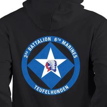 Load image into Gallery viewer, 3rd Bn 6th Marines USMC Unit hoodie, 3d Bn 6th Marines logo sweatshirt, USMC gift ideas for men, Marine Corp gifts men or women 3rd Bn 6th Marines black
