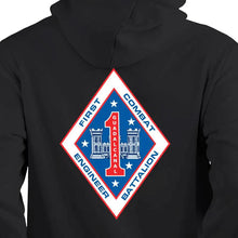 Load image into Gallery viewer, 1ST Combat Engineer Battalion Unit Logo Black Sweatshirt, 1st CEB Unit Logo Black Hoodie
