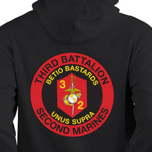 Load image into Gallery viewer, 3d Bn 2d Marines  USMC Unit hoodie, 3d Bn 2d Marines logo sweatshirt, USMC gift ideas for men, Marine Corp gifts men or women 3rd Bn 2nd Marines black
