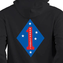Load image into Gallery viewer, 1st Marine Division Unit Logo Black Sweatshirt, 1st Marine Division Unit Logo Black Hoodie
