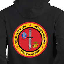 Load image into Gallery viewer, 3rd Bn 7th Marines USMC Unit hoodie, 3d Bn 7th Marines logo sweatshirt, USMC gift ideas for men, Marine Corp gifts men or women 3rd Bn 7th Marines black
