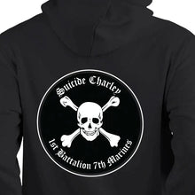 Load image into Gallery viewer, 1st Bn 7th Marines Suicide Charley USMC Unit hoodie, 1/7 Suicide Charley logo sweatshirt, USMC gift ideas for men, Marine Corp gifts men or women 
