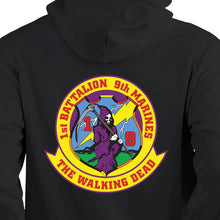 Load image into Gallery viewer, 1st Battalion 9th Marines Unit Logo Black Sweatshirt, 1st Battalion 9th Marines Unit Logo Black Hoodie
