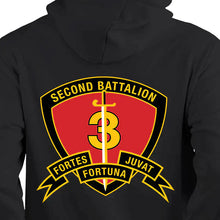 Load image into Gallery viewer, 2nd Bn 3rd Marines USMC Unit hoodie, 2dBn 3rd Marines logo sweatshirt, USMC gift ideas, Marine Corp gifts women or men, USMC unit logo gear, USMC unit logo sweatshirts 
