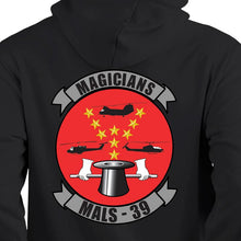 Load image into Gallery viewer, Marine Aviation Logistics Squadron 39 (MALS-39) Unit Black Sweatshirt, MALS-39 Magicians hoodie, MALS-39 unit sweatshirt, MALS-39 Magicians unit hoodie

