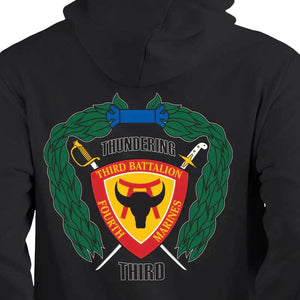 3rd Bn 4th Marines USMC Unit hoodie, 3d Bn 4th Marines logo sweatshirt, USMC gift ideas for men, Marine Corp gifts men or women 3rd Bn 4th Marines black