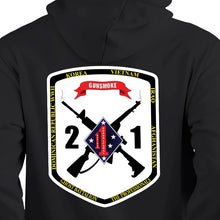 Load image into Gallery viewer, 2nd Battalion 1st Marines Unit Black Sweatshirt, 2/1 unit hoodie, 2/1 unit sweatshirt, 2d Bn 1st Marines unit hoodie
