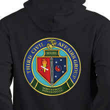 Load image into Gallery viewer, 3rd Civil Affairs Marines USMC Unit hoodie, 3rd Civil Affairs Marines logo sweatshirt, USMC gift ideas, Marine Corp gifts women or men, USMC unit logo gear, USMC unit logo sweatshirts 

