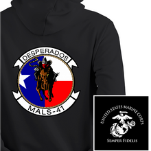 Load image into Gallery viewer, Marine Aviation Logistics Squadron 41 (MALS-41) Unit Black Sweatshirt, MALS-41 unit hoodie, Mals-41 unit sweatshirt, MALS-41 Marines unit hoodie
