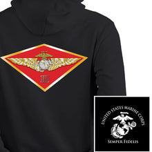 Load image into Gallery viewer, 3rd MAW USMC Unit hoodie, 3rd Marine Aircraft Wing logo sweatshirt, USMC gift ideas, Marine Corp gifts women or men, USMC unit logo gear, USMC unit logo sweatshirts 
