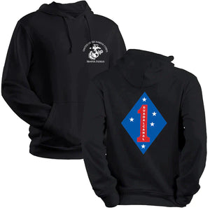 1st Marine Division Unit Logo Black Sweatshirt, 1st Marine Division Unit Logo Black Hoodie
