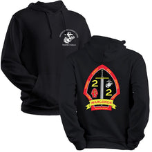 Load image into Gallery viewer, 2nd Bn 2nd Marines USMC Unit hoodie, 2dBn 2d Marines logo sweatshirt, USMC gift ideas, Marine Corp gifts women or men, USMC unit logo gear, USMC unit logo sweatshirts 
