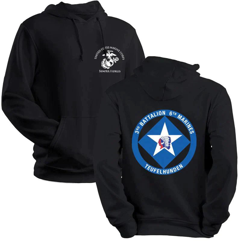 3/6 unit sweatshirt, 3/6 unit hoodie, 3rd battalion 6th Marines unit sweatshirt, USMC Unit Hoodie, USMC unit gear