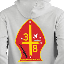 Load image into Gallery viewer, 3rd Bn 8th Marines USMC Unit hoodie, 3rdBn 8th Marines logo sweatshirt, USMC gift ideas, Marine Corp gifts women or men, USMC unit logo gear, USMC unit logo sweatshirts gray
