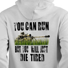 Load image into Gallery viewer, sniper one shot one kill sweatshirt death from afar sniper hoodie gray
