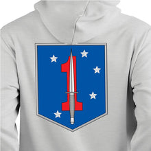 Load image into Gallery viewer, 1st MSOB USMC Unit hoodie, 1st Marine Raider Bn logo sweatshirt, USMC gift ideas for men, Marine Corp gifts men or women 1st MSOB
