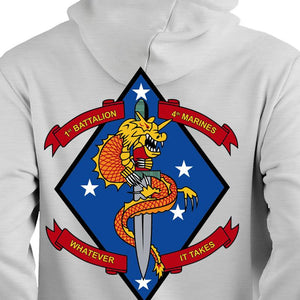 1st Battalion 4th Marines Heather Grey Unit Logo Sweatshirt, 1st Battalion 4th Marines Heather Grey Unit Logo Hoodie