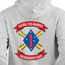 Load image into Gallery viewer, 2nd Bn 11th Marines USMC Unit hoodie, 2d Bn 11th Marines logo sweatshirt, USMC gift ideas for men, Marine Corp gifts men or women gray
