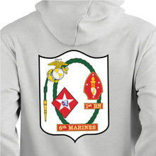 Load image into Gallery viewer, 1st Bn 6th Marines USMC Unit hoodie, 1st Battalion 6th Marines logo sweatshirt, USMC gift ideas for men, Marine Corp gifts men or women gray
