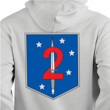 Load image into Gallery viewer, 2nd MSOB USMC Unit hoodie, 2nd Marine Raider Battalion logo sweatshirt, USMC gift ideas for men, Marine Corp gifts men or women 2nd MSOB gray
