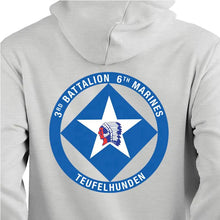 Load image into Gallery viewer, 3rd Bn 6th Marines USMC Unit hoodie, 3d Bn 6th Marines logo sweatshirt, USMC gift ideas for men, Marine Corp gifts men or women 3rd Bn 6th Marines gray
