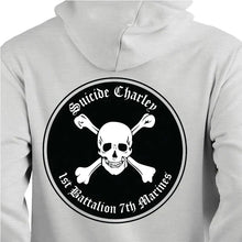 Load image into Gallery viewer, 1st Bn 7th Marines Suicide Charley USMC Unit hoodie, 1/7 Suicide Charley logo sweatshirt, USMC gift ideas for men, Marine Corp gifts men or women 
