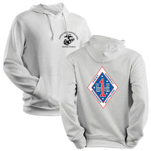 Load image into Gallery viewer, 1ST Combat Engineer Battalion Unit Logo Heather Grey Sweatshirt, 1st CEB Unit Logo Heather Grey Hoodie
