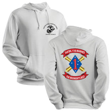 Load image into Gallery viewer, 2nd Bn 11th Marines USMC Unit hoodie, 2d Bn 11th Marines logo sweatshirt, USMC gift ideas for men, Marine Corp gifts men or women grey
