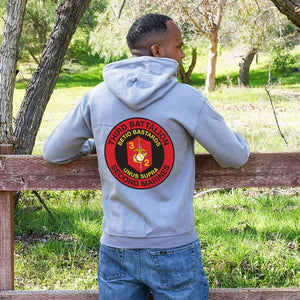 3d Bn 2d Marines  USMC Unit hoodie, 3d Bn 2d Marines logo sweatshirt, USMC gift ideas for men, Marine Corp gifts men or women 3rd Bn 2nd Marines gray