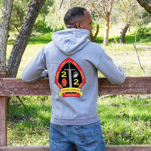 Load image into Gallery viewer, 2nd Bn 2nd Marines USMC Unit hoodie, 2dBn 2d Marines logo sweatshirt, USMC gift ideas, Marine Corp gifts women or men, USMC unit logo gear, USMC unit logo sweatshirts grey
