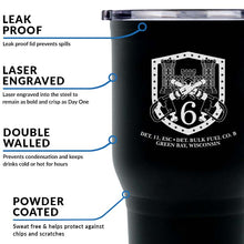 Load image into Gallery viewer, Detachment 11 Green Bay Logo 30 oz Tumbler Infographic
